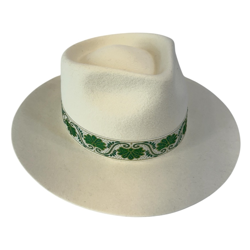 Lack of Colour Hat - Ivory/White + Green